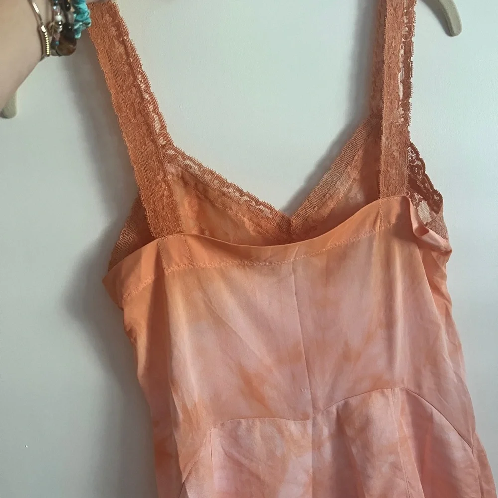 Vintage 60s Peach Lace Slip Dress – Hand Dyed – Romantic Lingerie Dress - Picture 4 of 5